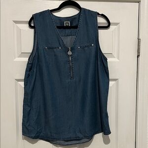 Anne Klein Blue Denim Sleeveless Blouse